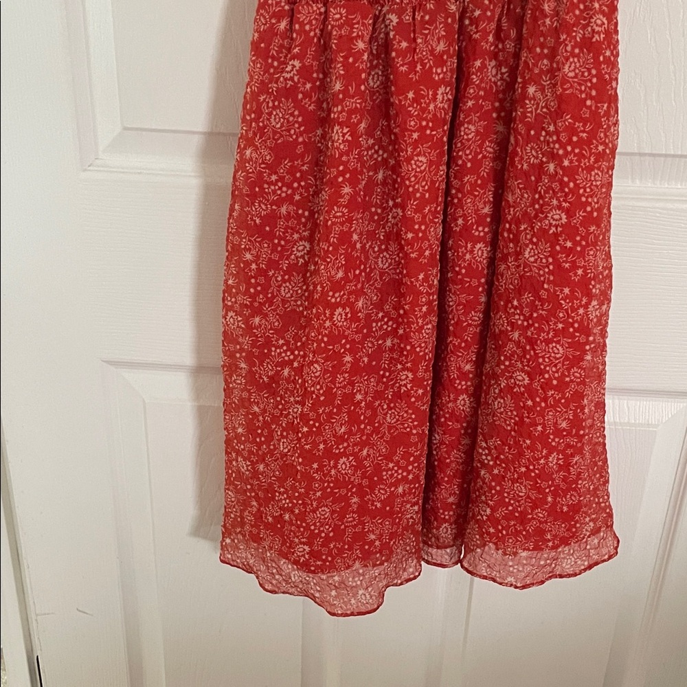 Madewell Coral Red Floral Smocked Mini Dress - Picture 2 of 8